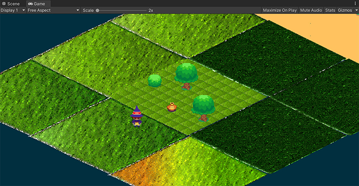 Fig 4 - Early tests for a keyboard control and isometric tiles on Unity