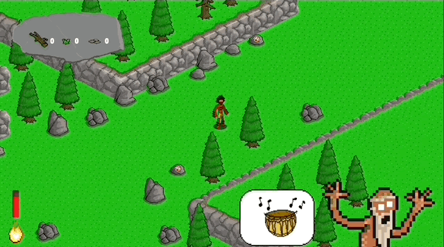 Fig 1 - Testing the addition of an Elder icon as a call to action to trigger the first quest (find the Elder)