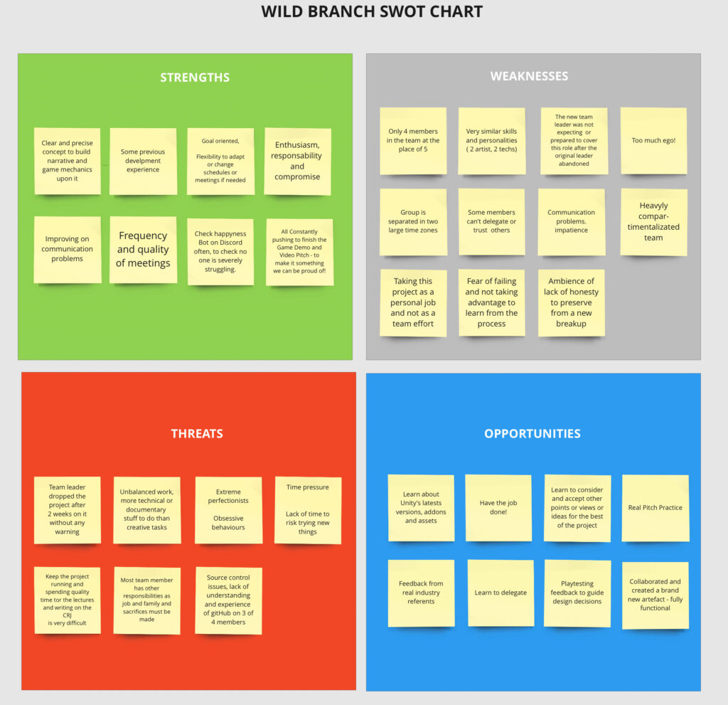 Fig 4 - SWOT chart for the Wild Branch team