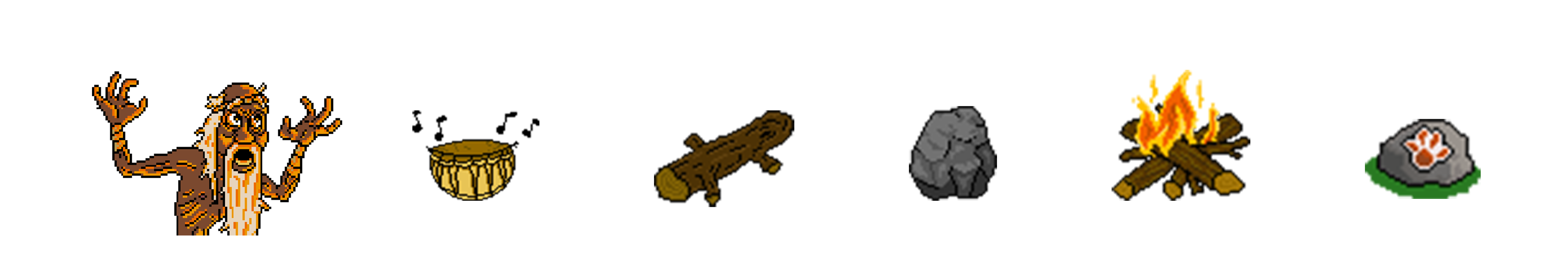 Fig 3 - Set of final 'cavemojis' used to communicate quest to the player and the hand painted stone icon