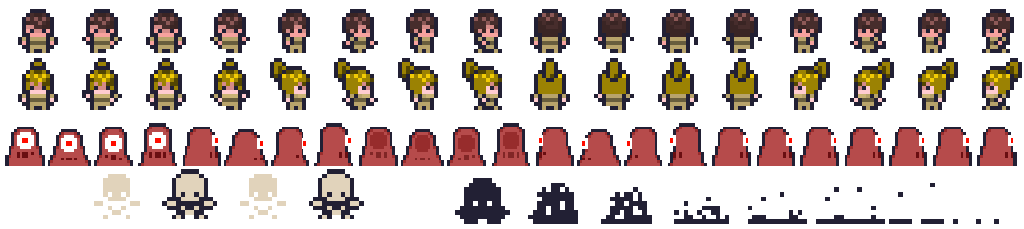 Fig 2 - Some sprite animations for the game characters including the space creature