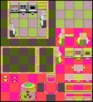 Fig 1 - Basic tile set for the moon base (Art by Emilio Almiron and Patricio Land)